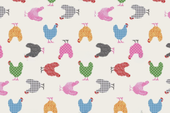 CRETONA GALLINAS DE COLORES