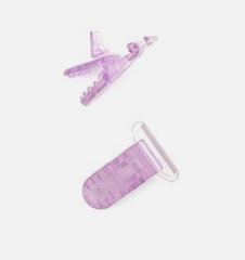 PINZA PLASTICO TRANSPARENTE LILA