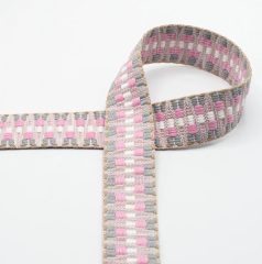 TROZO CINTA MOCHILA REVERSIBLE ZIGZAG ROSA Y GRIS 90cm