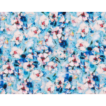 TROZO VISCOSA FLOR BLANCA FONDO AZUL 90cm