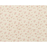 MUSELINA CRUDO FLORES CON PUNTOS ROSAS