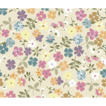 ALGODON FLORES COLORES FONDO MARFIL