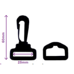 MOSQUETON Y ANILLA 60x25 MM NEGRO