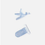 PINZA CHUPETERO PLASTICO TRANSPARENTE CELESTE