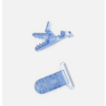 PINZA CHUPETERO PLASTICO TRANSPARENTE AZULON