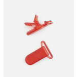 PINZA CHUPETERO PLASTICO TRANSPARENTE ROJO