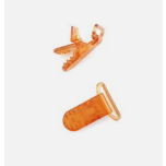 PINZA CHUPETERO PLASTICO TRANSPARENTE NARANJA