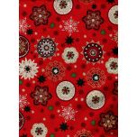 NAVIDAD FONDO ROJO ROSETONES DORADOS