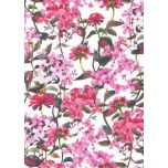 TROZO VOILE FLORES ROSAS FONDO BLANCO 120 a 135 cm