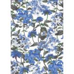 TROZO VOILE FLORES AZULES FONDO BLANCO 115cm