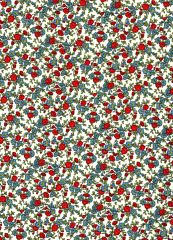 ALGODON TIPO LIBERTY FLORES ROJAS Y AZULES