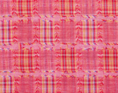 ALGODON CUADROS SIMULAN PARCHES ROJO