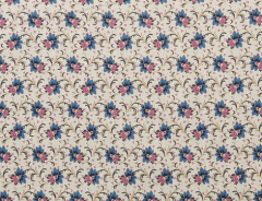 ALGODON CRUDO FLORES AZUL Y ROSA