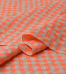 TROZO SEERSUCKER NARANJA FLUOR CUADRO GRANDE 50cm