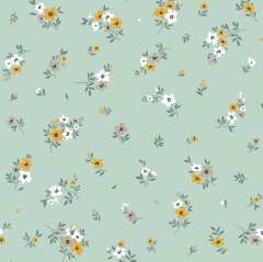 MUSELINA FLORES FONDO VERDE AGUA 