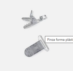 PINZA CHUPETERO PLASTICO TRANSPARENTE GRIS