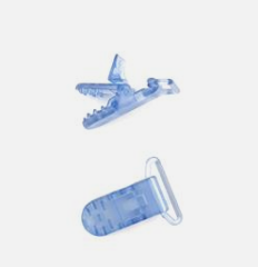 PINZA CHUPETERO PLASTICO TRANSPARENTE AZULON