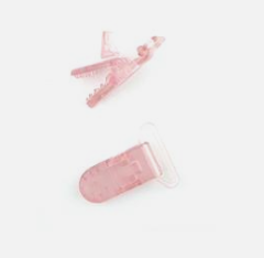 PINZA CHUPETERO PLASTICO TRANSPARENTE ROSA