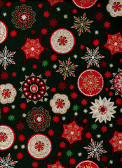 NAVIDAD FONDO VERDE ROSETONES DORADOS