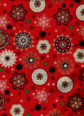 NAVIDAD FONDO ROJO ROSETONES DORADOS